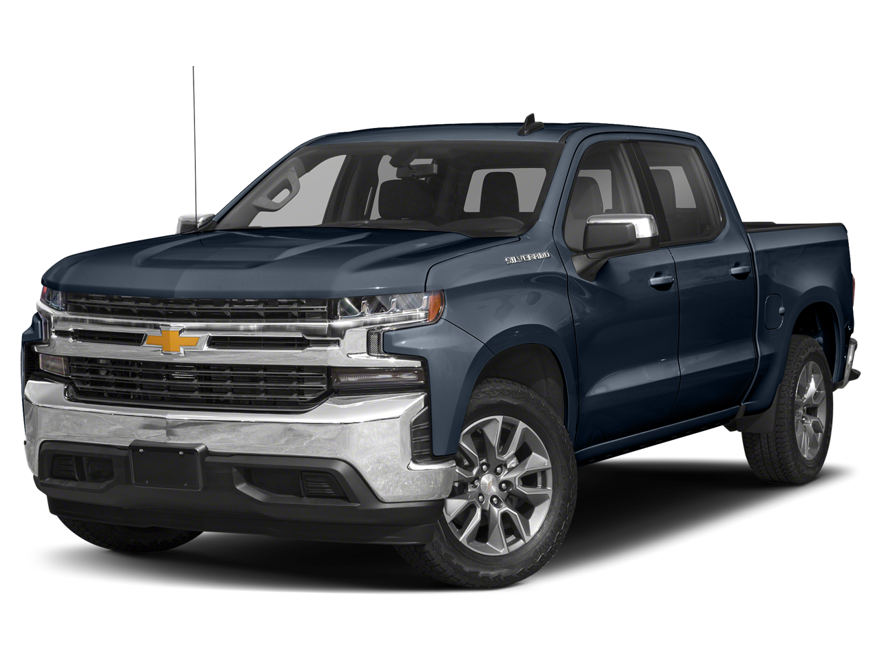 2021 Chevrolet Silverado 1500 Crew Cab Short Box 4-Wheel Drive LT in Black — front three-quarter view