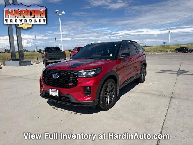 2025 Ford Explorer ST 4WD in Maroon — front three-quarter view
